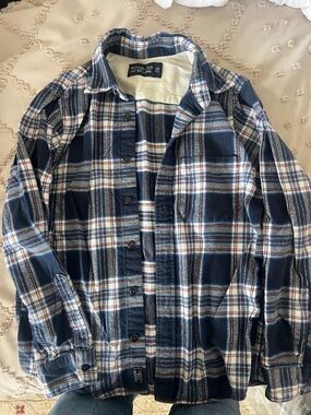 Abercrombie & Fitch Navy, White & Red Plaid Button-Down Shirt